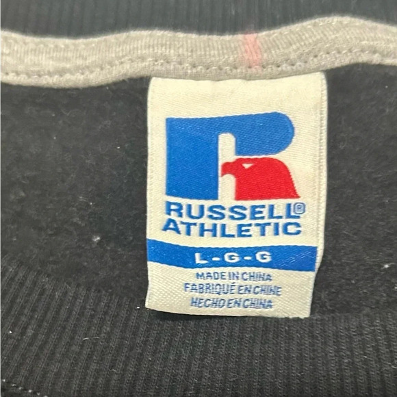 Russell Athletic Women's Graphic Logo Pink/Black Color Block Sweatshirt Sz L - Picture 6 of 6